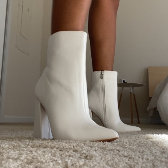 Brand New Flared Heel Sock Boots White 
